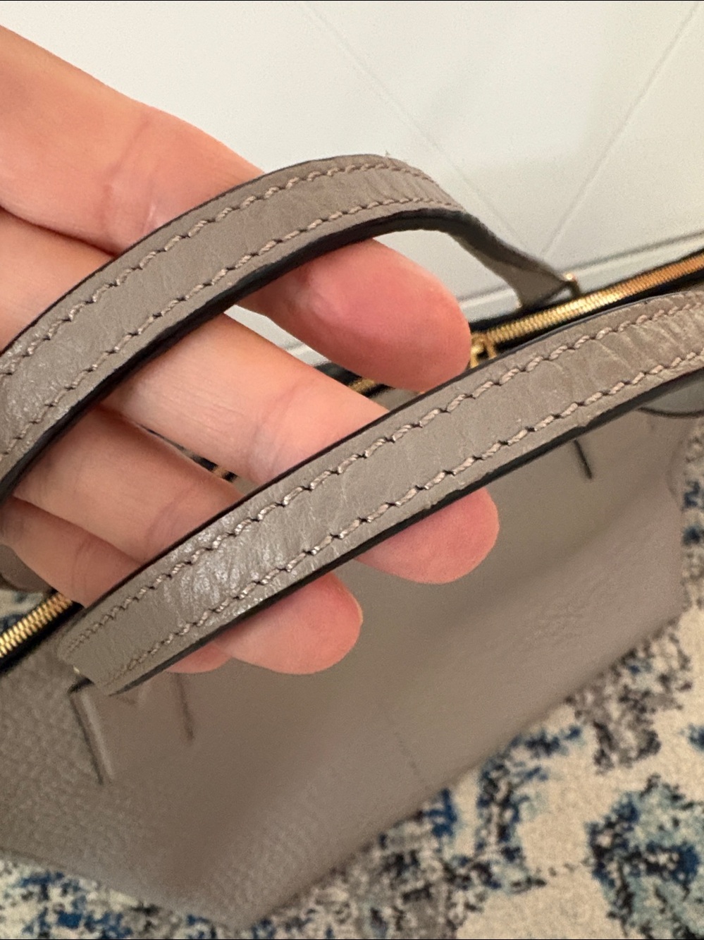Burberry Pale Gray Pebble Leather Tote with Gold Hardware 17”X11” - Picture 12 of 16